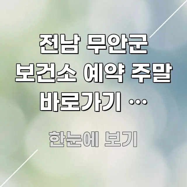전남 무안군 보건소 예약 주말 바로가기 | 무안군 스마트하게 정리된 미니멀 블로그 썸네일 - 글 흐름을 돕는 시각 자료