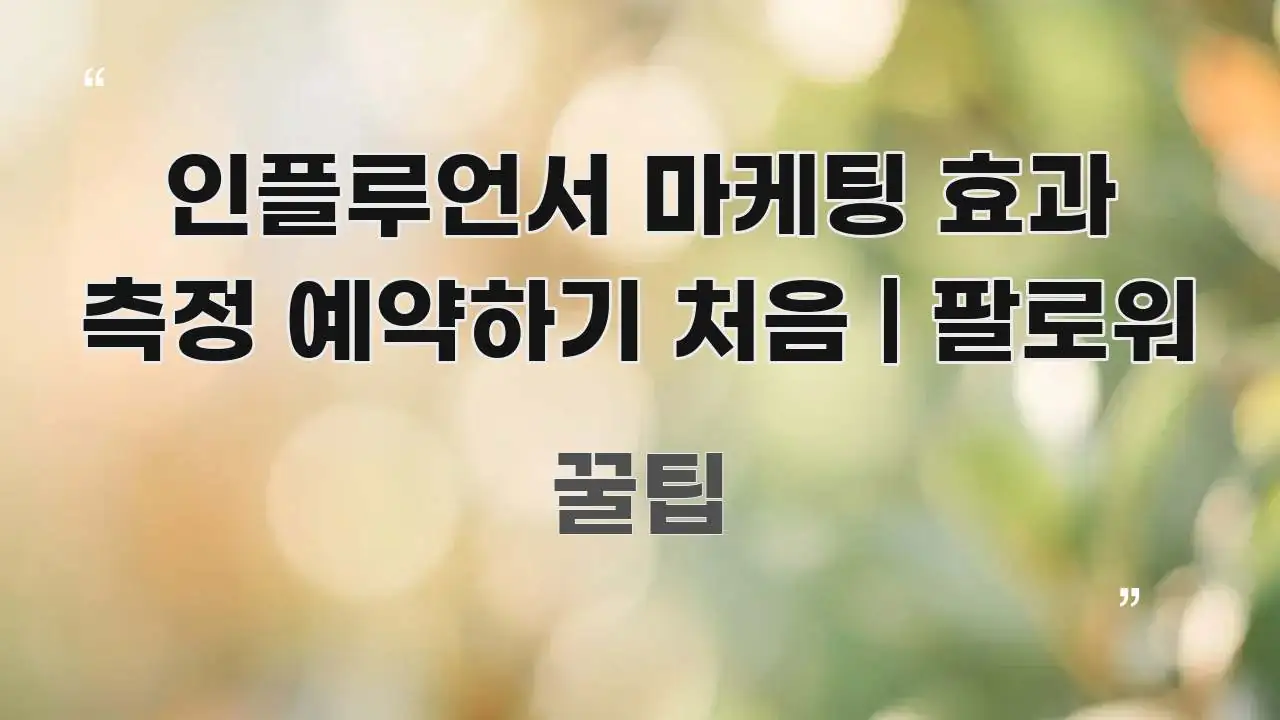 인플루언서 마케팅 효과 측정 예약하기 처음 | 팔로워 빠르게 이해할 수 있는 블로그 대표 이미지