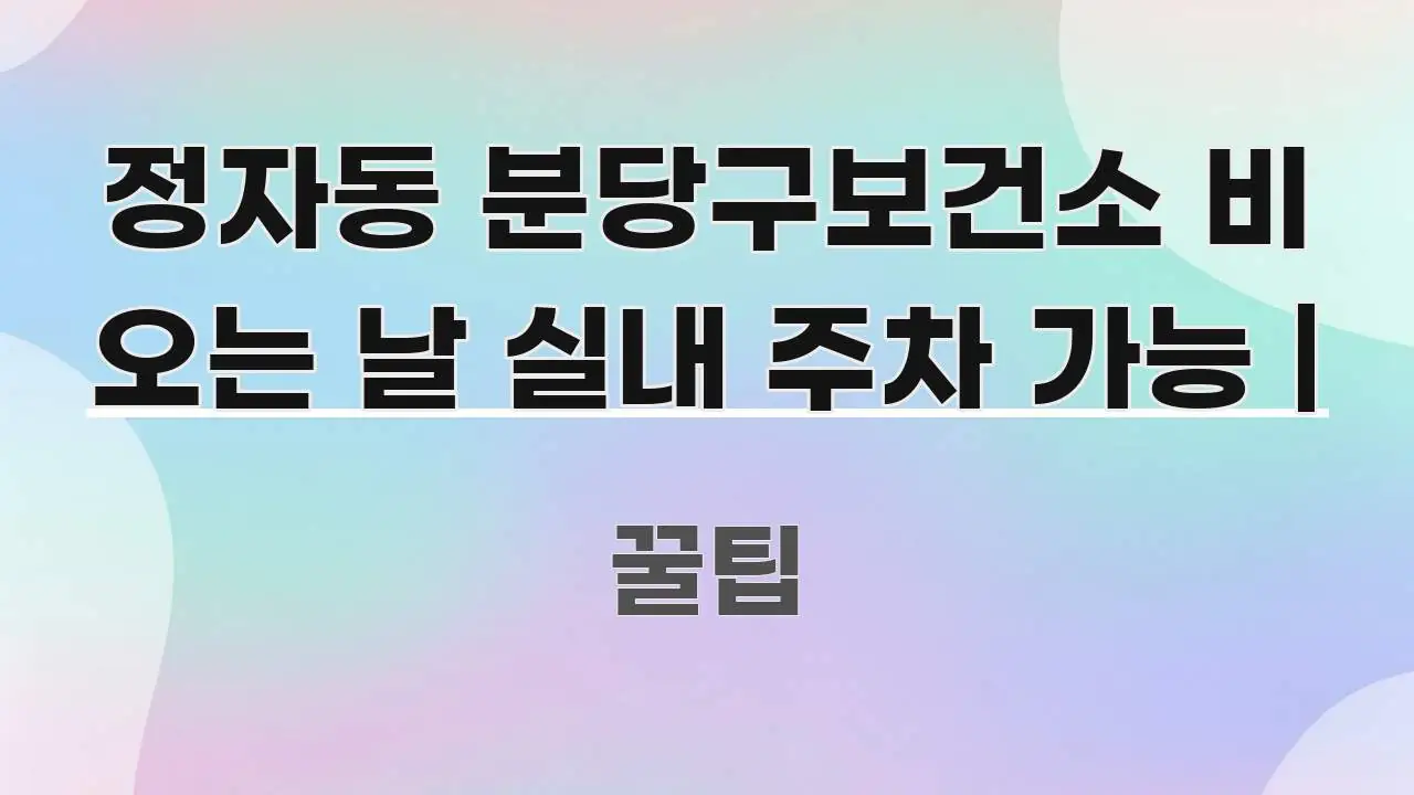 정자동 분당구보건소 비 오는 날 실내 주차 가능 | 흐름을 잡아주는 정보 요약 포스터 - 설명을 돕는 이미지