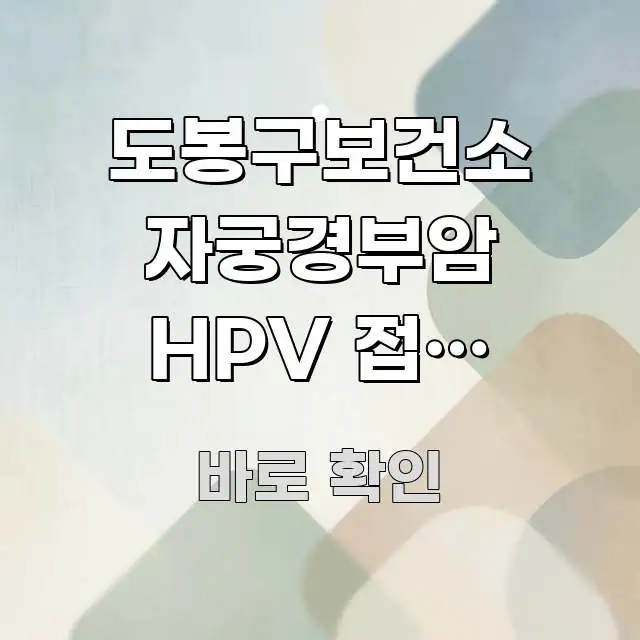 도봉구보건소 자궁경부암 HPV 접종 보건소 가능 | 실용적으로 정리한 정보 요약 인포그래픽 이미지