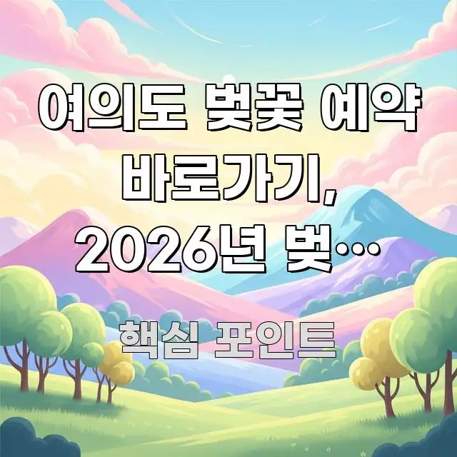 여의도 벚꽃 예약 바로가기, 2026년 벚꽃 축제 예약 꼼꼼하게 정리된 카드뉴스 스타일 이미지 - 본문 내용과 연관된 이미지