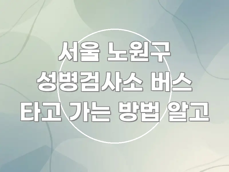 서울 노원구 성병검사소 버스 타고 가는 방법 알고 효율적으로 구성된 글 소개 썸네일 이미지