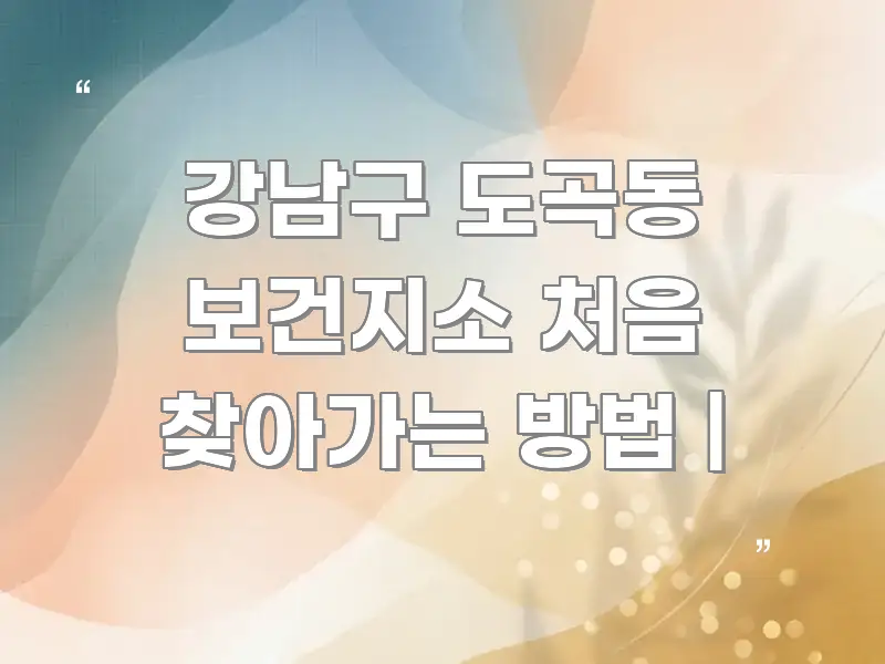 강남구 도곡동 보건지소 처음 찾아가는 방법 | 시선을 사로잡는 가독성 높은 정보 이미지 - 본문 내용과 연관된 이미지