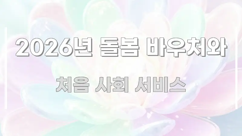 2026년 돌봄 바우처와 핵심 개념을 담은 미니멀 블로그 썸네일 - 참고용 이미지