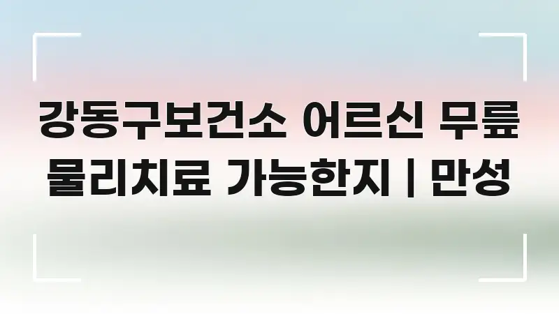 강동구보건소 어르신 무릎 물리치료 가능한지 | 만성 한눈에 보기 좋게 요약한 깔끔한 인포그래픽 표지 - 내용 요약을 위한 이미지