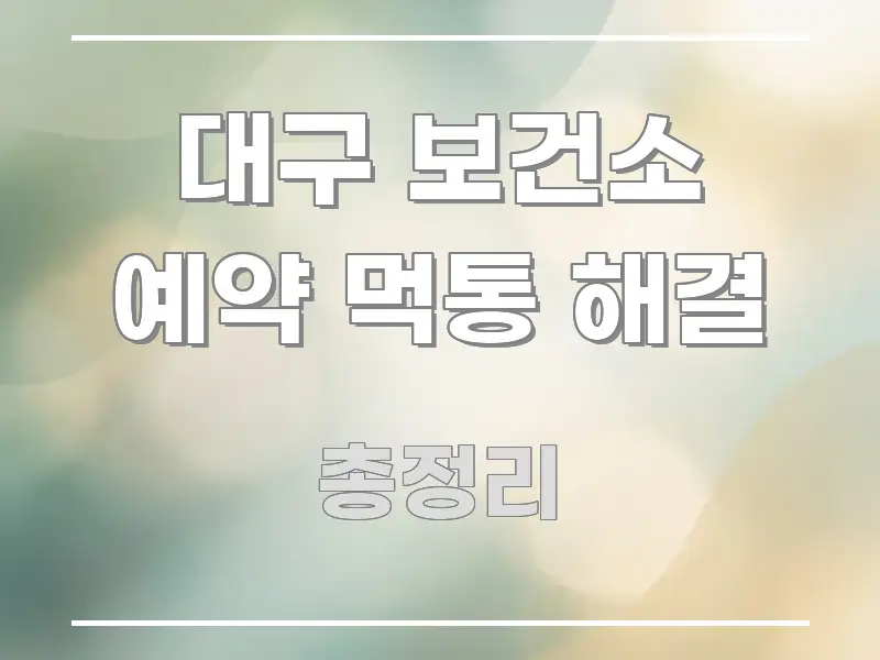 대구 보건소 예약 먹통 해결 핵심 키워드 중심의 블로그 대표 이미지