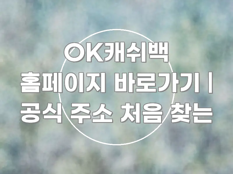 OK캐쉬백 홈페이지 바로가기 | 공식 주소 처음 찾는 핵심 내용을 정리한 블로그 섹션 구분 이미지 - 참고용 이미지