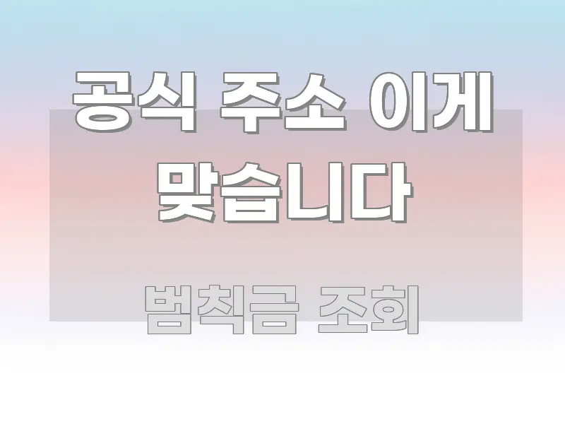 공식 주소 이게 맞습니다 한눈에 보기 좋게 요약한 핵심 정리 썸네일 이미지 - 참고용 이미지