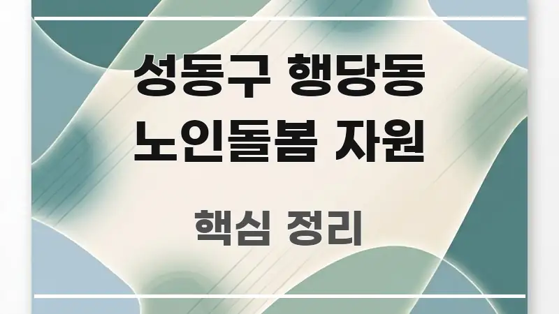 성동구 행당동 노인돌봄 자원 주요 포인트를 요약한 깔끔한 인포그래픽 표지 - 활용 예시 이미지
