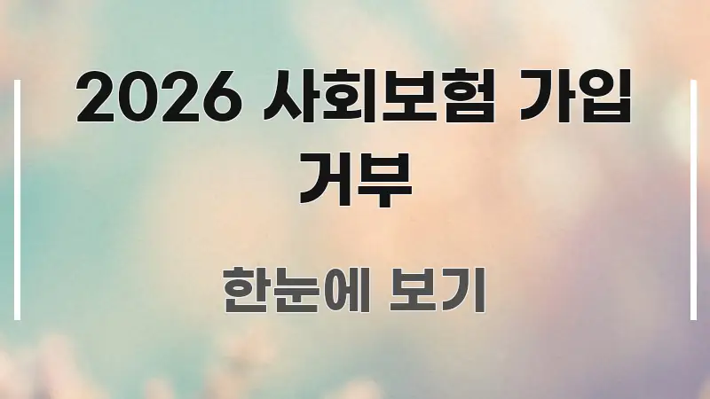 2026 사회보험 가입 거부 흥미롭게 구성한 블로그 포스트 커버 이미지 - 독자 이해를 위한 이미지