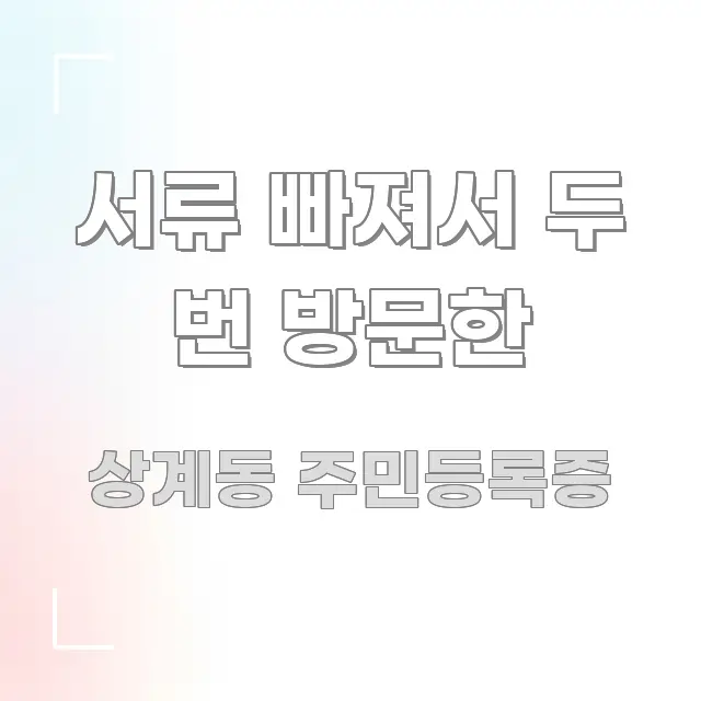 서류 빠져서 두 번 방문한 핵심 개념을 담은 정보 요약 포스터