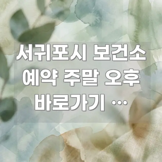 서귀포시 보건소 예약 주말 오후 바로가기 | 서귀포시 독자를 위해 선별한 포스트 대표 비주얼 이미지 - 가독성을 높이는 이미지