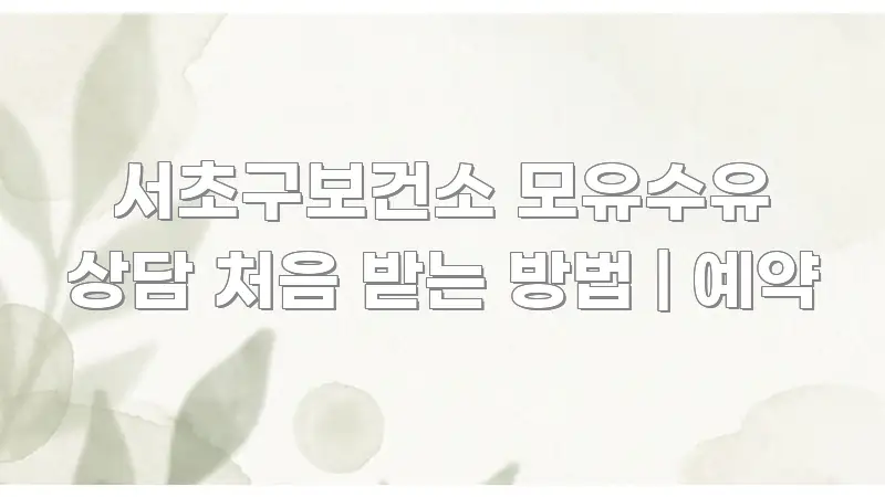서초구보건소 모유수유 상담 처음 받는 방법 | 예약 명확하게 정리된 블로그 포스트 커버 이미지
