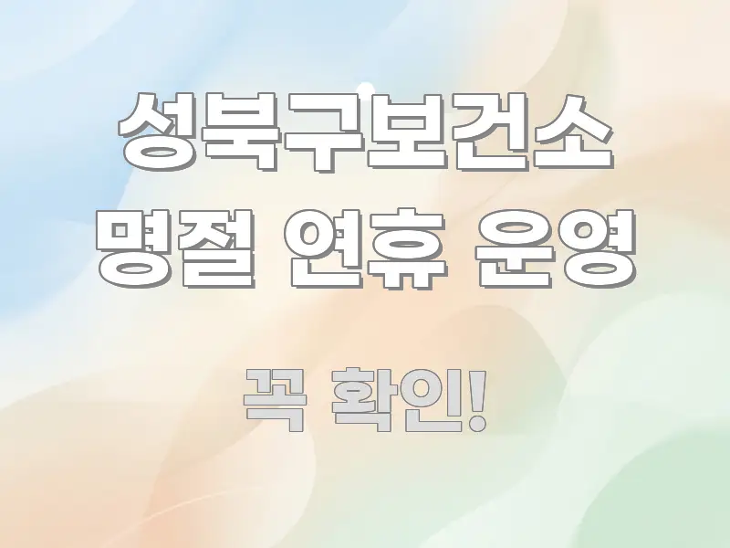 성북구보건소 명절 연휴 운영 핵심 내용을 정리한 모던 카드뉴스 디자인 - 독자 이해를 위한 이미지