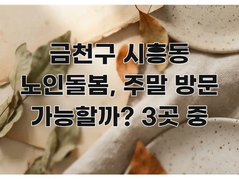 금천구 시흥동 노인돌봄, 주말 방문 가능할까? 3곳 중 한눈에 보기 좋게 요약한 텍스트형 카드뉴스 표지 이미지 - 글 흐름을 돕는 시각 자료