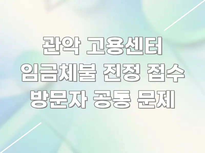 관악 고용센터 임금체불 진정 접수 방문자 공통 문제 카드뉴스 표지 관악 고용센터 임금체불 진정 접수 방문자 공통 문제 한 번에 이해되는 정보 카드 디자인 이미지 - 글 흐름을 돕는 시각 자료