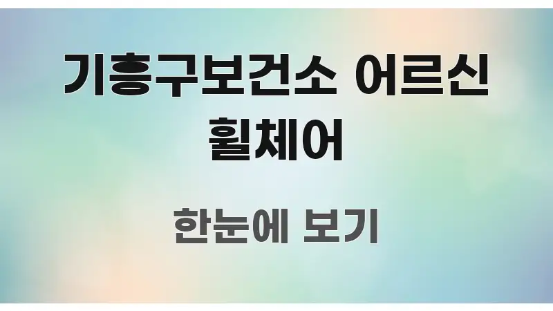 기흥구보건소 어르신 휠체어 쉽게 읽히는 핵심 정보 비주얼