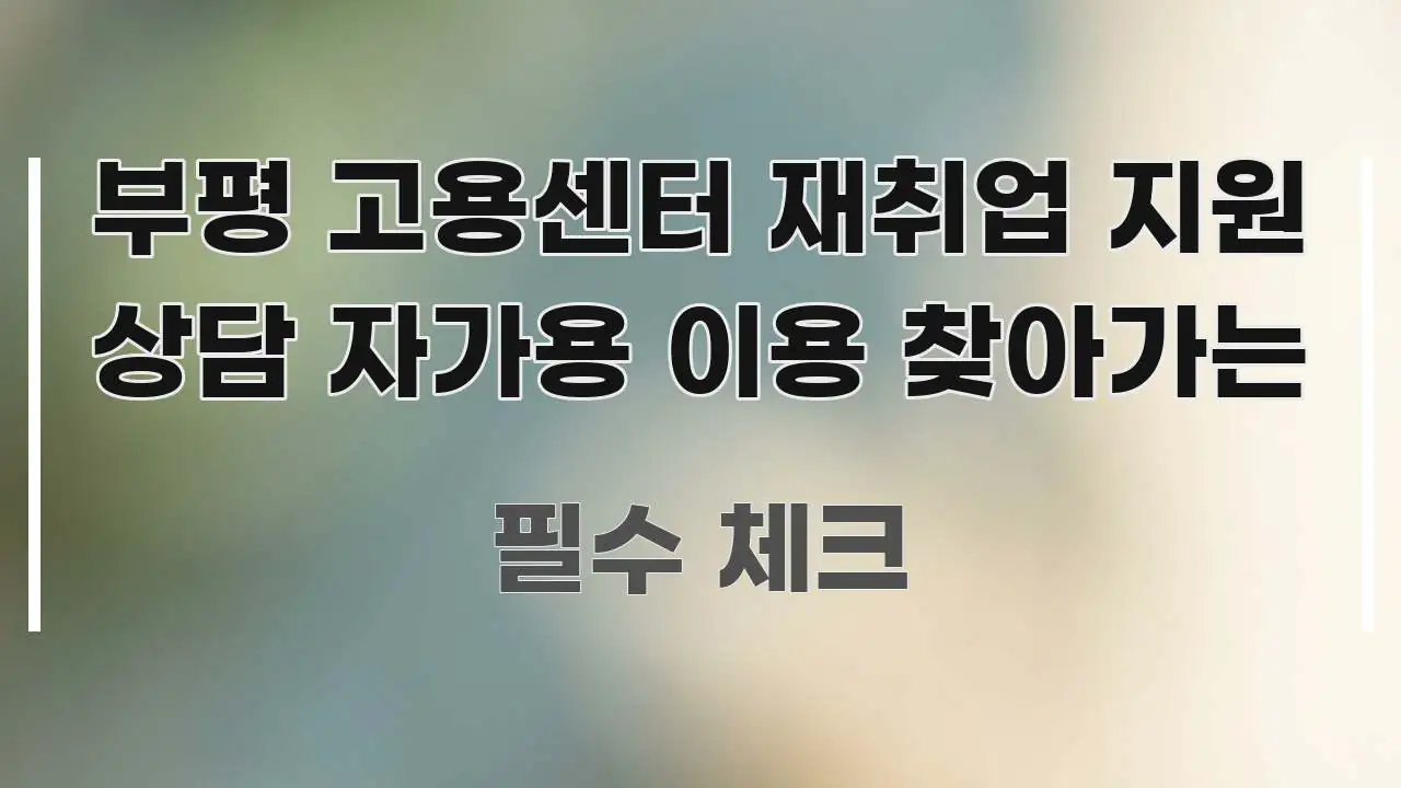 부평 고용센터 재취업 지원 상담 자가용 이용 찾아가는 요점만 뽑아낸 정보 카드 디자인 이미지