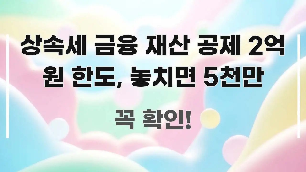상속세 금융 재산 공제 2억 원 한도, 놓치면 5천만 핵심 내용을 정리한 블로그 섹션 구분 이미지 - 설명을 돕는 이미지
