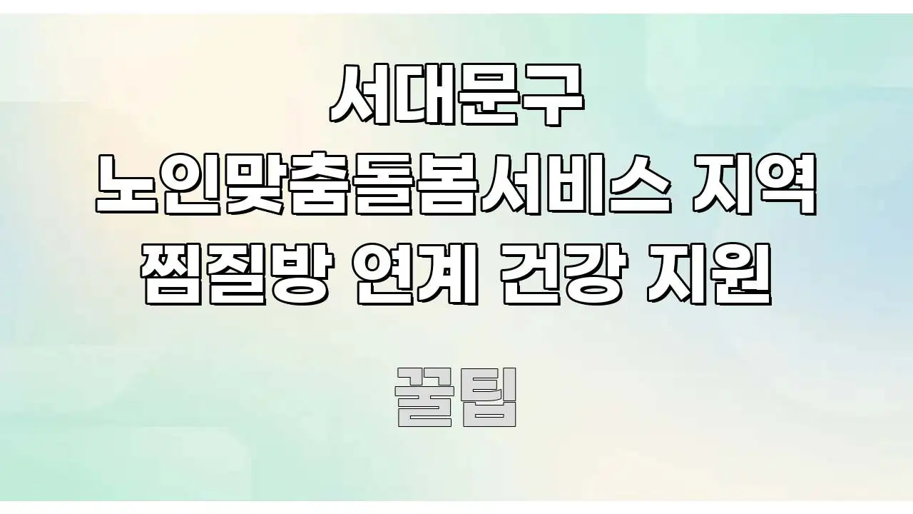 서대문구 노인맞춤돌봄서비스 지역 찜질방 연계 건강 지원 핵심만 담은 정보 전달형 표지 이미지 - 내용 요약을 위한 이미지