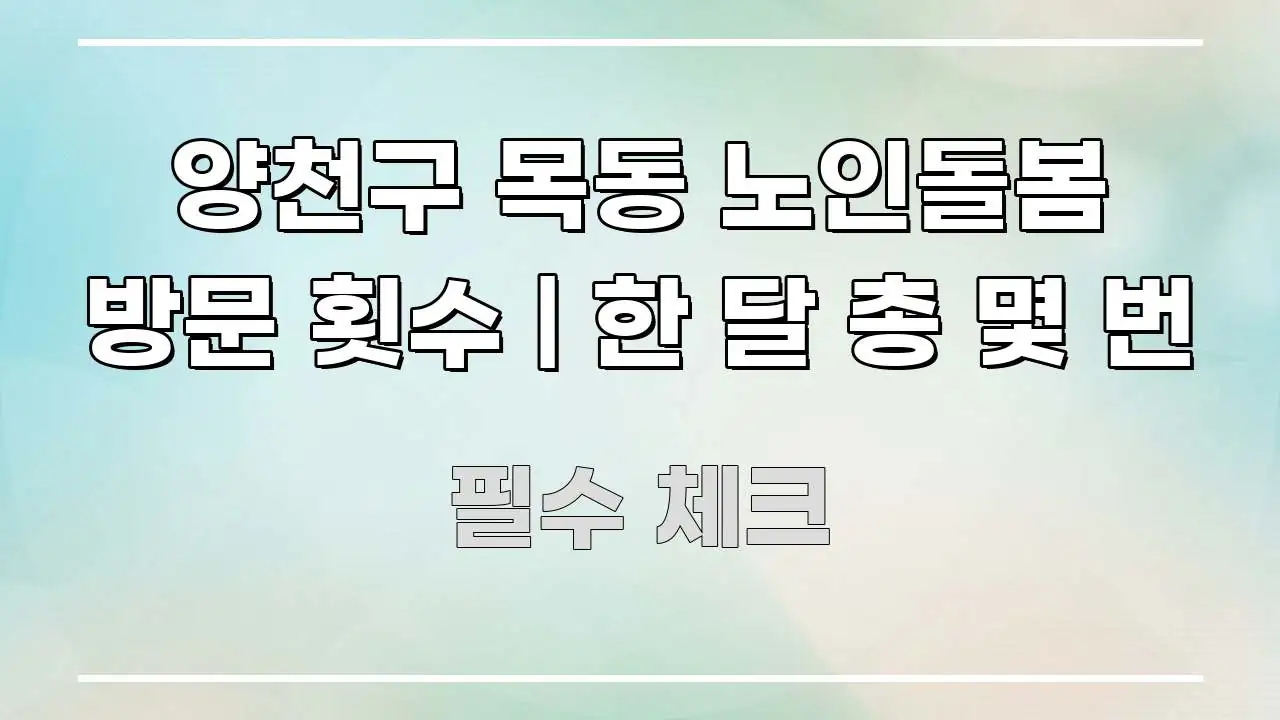 양천구 목동 노인돌봄 방문 횟수 | 한 달 총 몇 번 구조적으로 정리된 블로그 섹션 구분 이미지 - 설명을 돕는 이미지