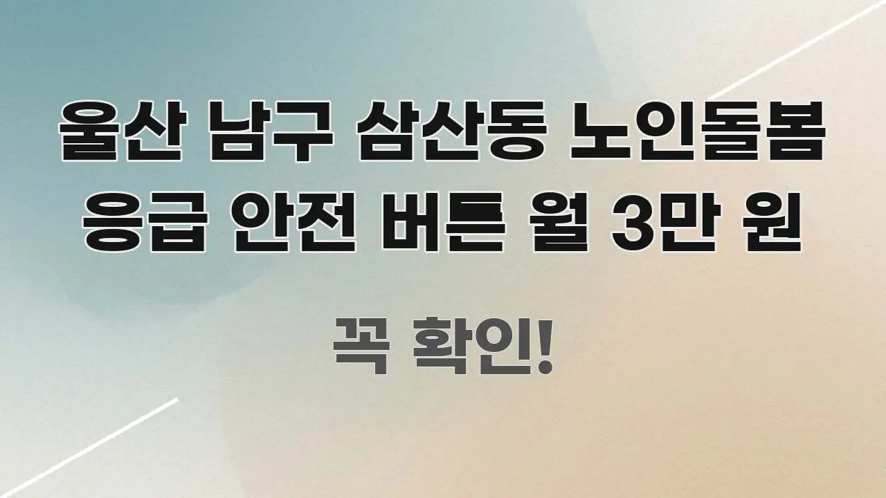 울산 남구 삼산동 노인돌봄 응급 안전 버튼 월 3만 원 독자를 위해 선별한 텍스트 기반 블로그 이미지 - 활용 예시 이미지