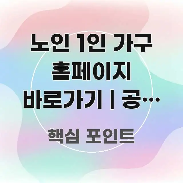 노인 1인 가구 홈페이지 바로가기 | 공식 주소 이거 쉽게 따라할 수 있는 정보 요약 포스터 - 내용 요약을 위한 이미지