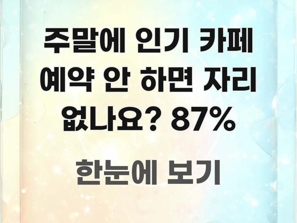 주말에 인기 카페 예약 안 하면 자리 없나요? 87% 전문가가 선별한 글 소개 썸네일 이미지 - 본문 내용과 연관된 이미지
