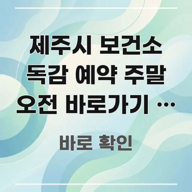 제주시 보건소 독감 예약 주말 오전 바로가기 | 제주시 흐름을 잡아주는 텍스트 기반 블로그 이미지