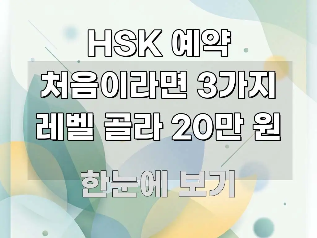 HSK 예약 처음이라면 3가지 레벨 골라 20만 원 주요 포인트를 요약한 모던 카드뉴스 디자인