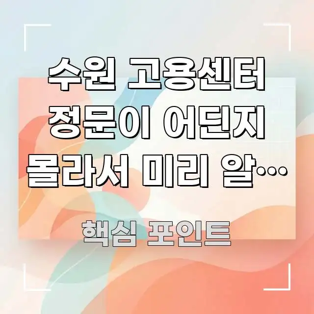 수원 고용센터 정문이 어딘지 몰라서 미리 알면 헛걸음 핵심 정보 중심의 텍스트 기반 블로그 이미지 - 글 흐름을 돕는 시각 자료