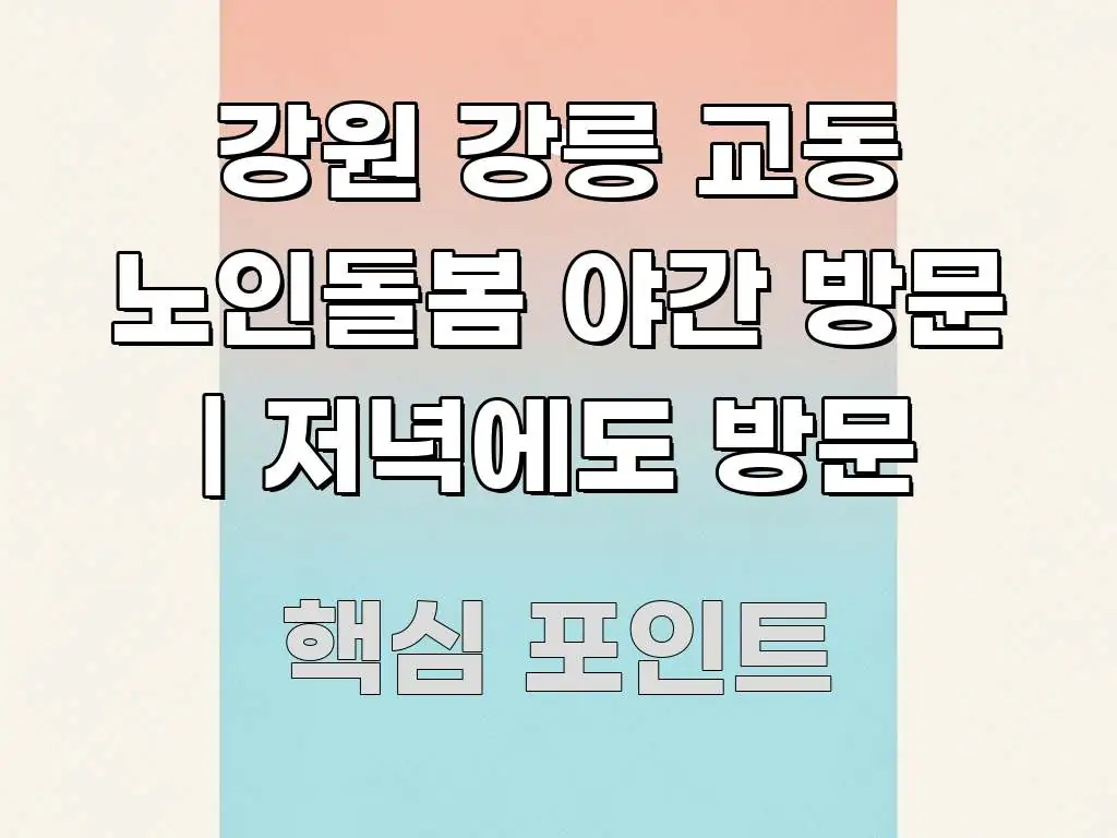 강원 강릉 교동 노인돌봄 야간 방문 | 저녁에도 방문 핵심 내용을 정리한 핵심 정리 썸네일 이미지 - 본문 내용과 연관된 이미지