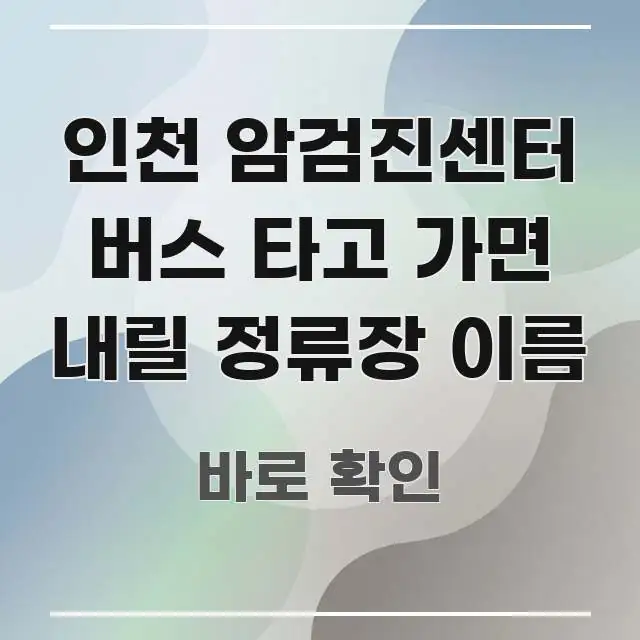 인천 암검진센터 버스 타고 가면 내릴 정류장 이름 꼼꼼하게 정리된 텍스트 기반 블로그 이미지 - 본문 내용과 연관된 이미지