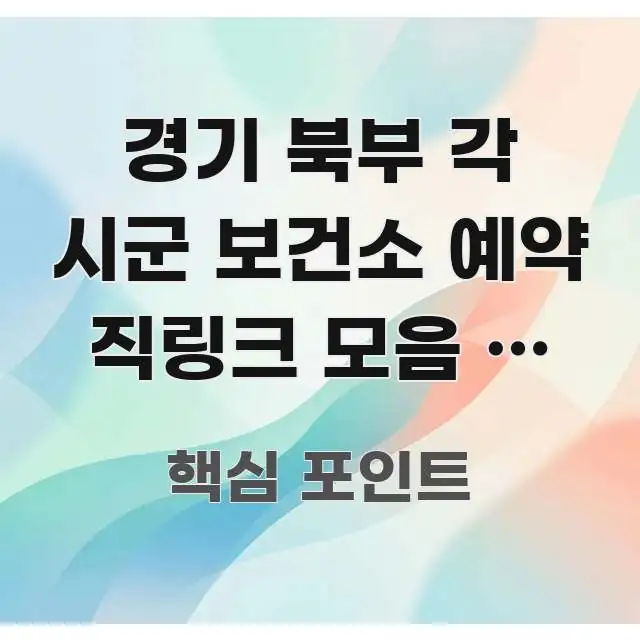 경기 북부 각 시군 보건소 예약 직링크 모음 | 경기 꼭 알아야 할 정보를 담은 텍스트형 카드뉴스 표지 이미지 - 내용 요약을 위한 이미지