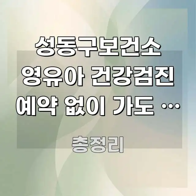 성동구보건소 영유아 건강검진 예약 없이 가도 | 당일 스마트하게 정리된 텍스트 포스터 이미지 - 설명을 돕는 이미지