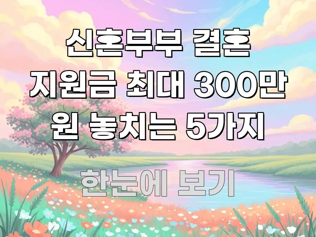 신혼부부 결혼 지원금 최대 300만 원 놓치는 5가지 핵심만 담은 블로그용 카드뉴스 썸네일