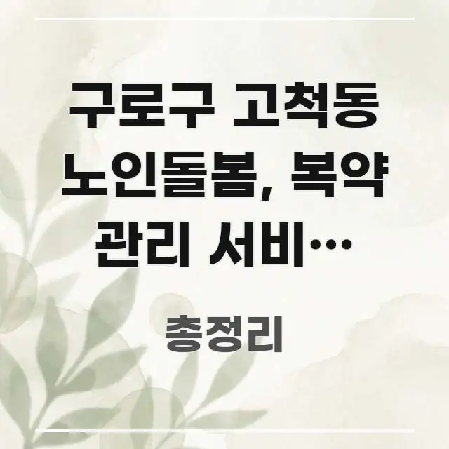 구로구 고척동 노인돌봄, 복약 관리 서비스 3가지 조건 스마트하게 정리된 정보 요약 포스터