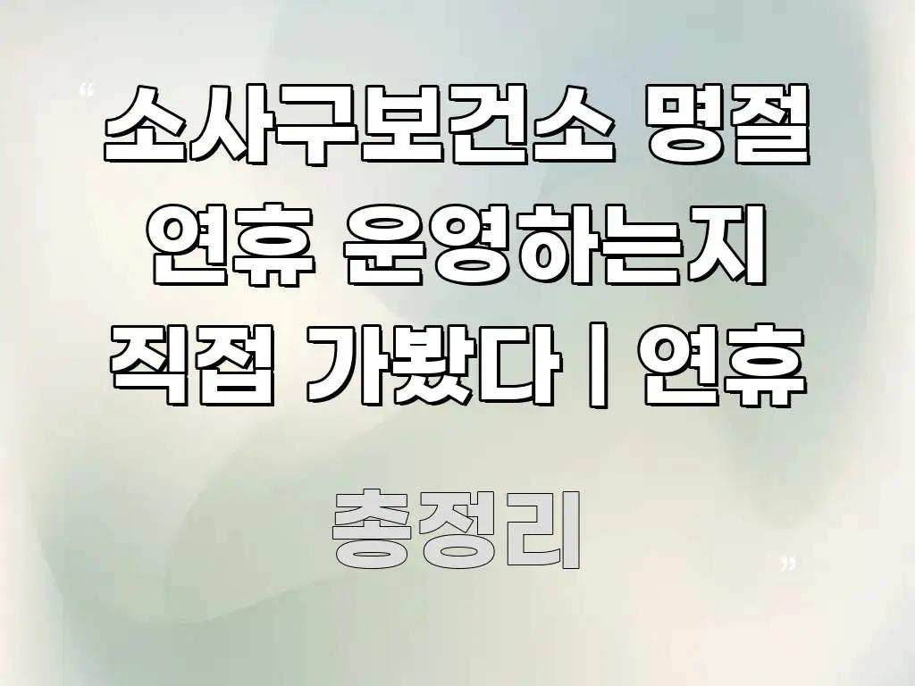 소사구보건소 명절 연휴 운영하는지 직접 가봤다 | 연휴 알기 쉽게 정리한 모던 카드뉴스 디자인 - 본문 내용과 연관된 이미지
