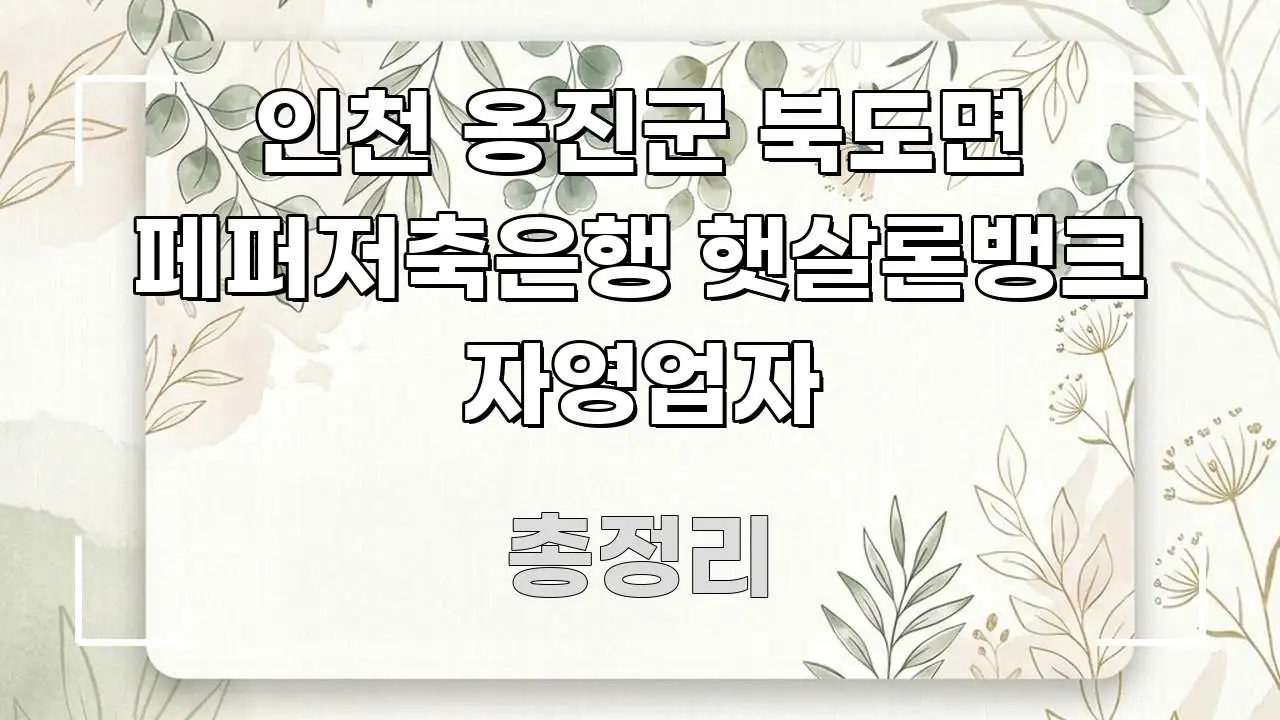 인천 옹진군 북도면 페퍼저축은행 햇살론뱅크 자영업자 전문가가 선별한 텍스트 중심 디자인 표지