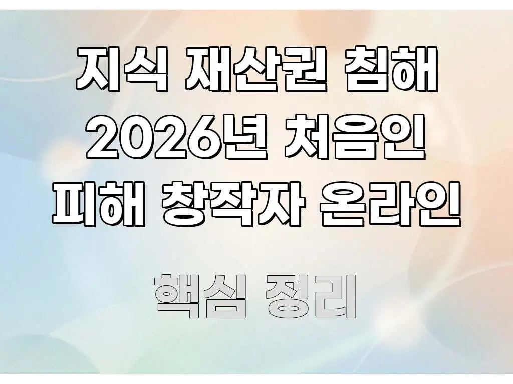 지식 재산권 침해 2026년 처음인 피해 창작자 온라인 바로 활용 가능한 핵심 요약 디자인 카드 - 글 흐름을 돕는 시각 자료