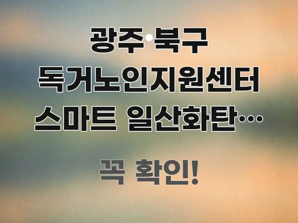 광주 북구 독거노인지원센터 스마트 일산화탄소 감지기 가독성 높게 정리한 텍스트 포스터 이미지