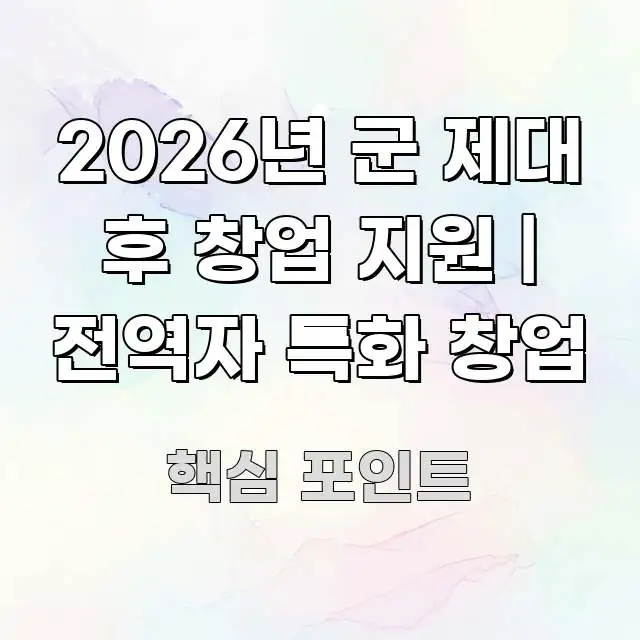 2026년 군 제대 후 창업 지원 | 전역자 특화 창업 핵심 정보를 압축한 핵심 요약 디자인 카드 - 활용 예시 이미지