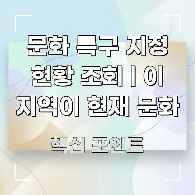 문화 특구 지정 현황 조회 | 이 지역이 현재 문화 간결하고 명료한 가독성 높은 정보 이미지 - 독자 이해를 위한 이미지