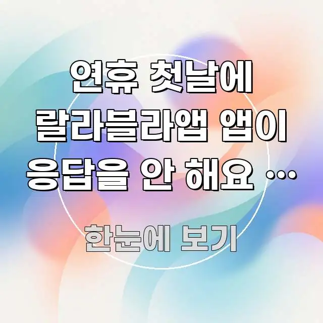 연휴 첫날에 랄라블라앱 앱이 응답을 안 해요 | 출발 주요 흐름을 설명한 깔끔한 인포그래픽 표지 - 본문 내용과 연관된 이미지