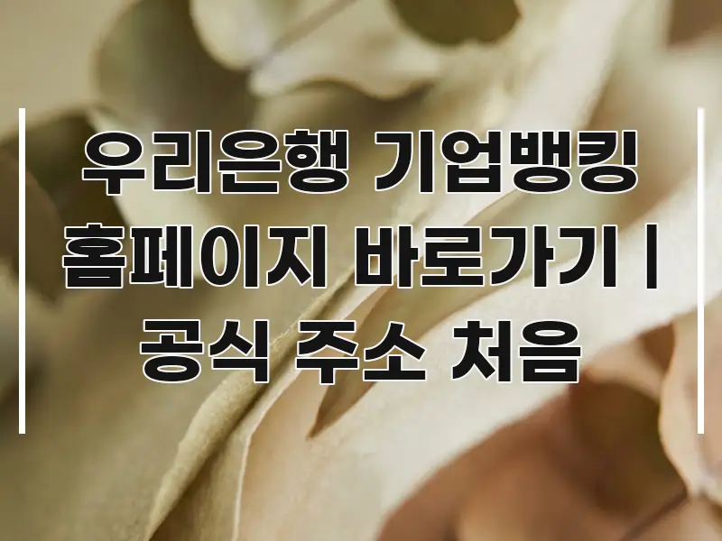 우리은행 기업뱅킹 홈페이지 바로가기 | 공식 주소 처음 이해하기 쉬운 읽기 좋은 정보 카드