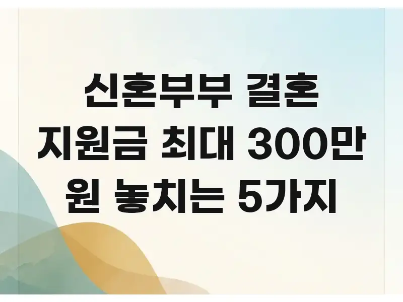 신혼부부 결혼 지원금 최대 300만 원 놓치는 5가지 핵심 개념을 담은 미니멀 블로그 썸네일