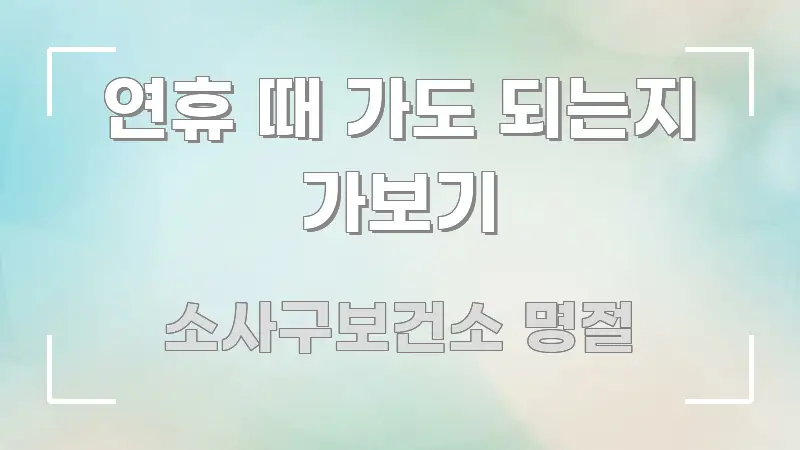연휴 때 가도 되는지 가보기 흥미롭게 구성한 글 소개 썸네일 이미지 - 글 흐름을 돕는 시각 자료
