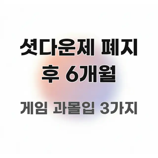 셧다운제 폐지 후 6개월 한눈에 들어오는 텍스트 중심 디자인 표지