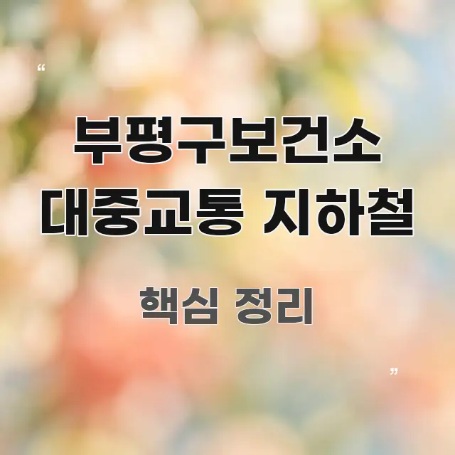부평구보건소 대중교통 지하철 중요 내용만 뽑은 핵심 요약 디자인 카드 - 활용 예시 이미지
