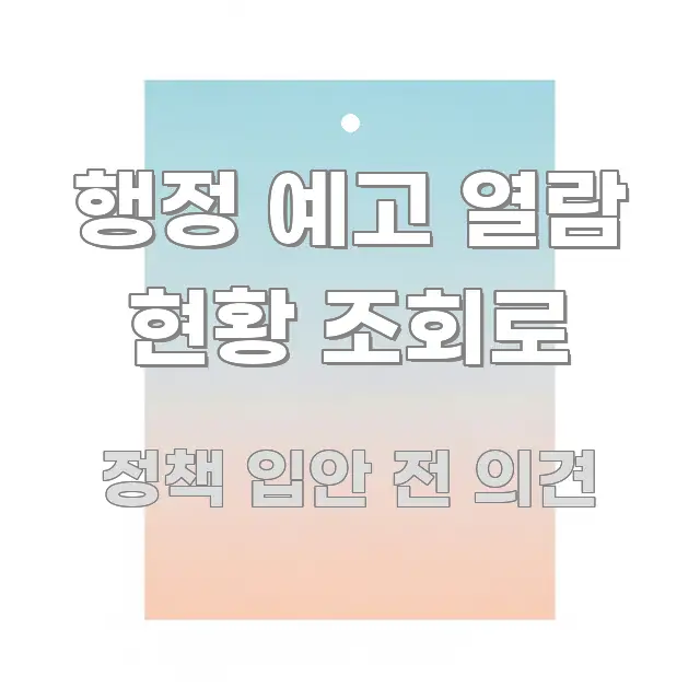 행정 예고 열람 현황 조회로 한 번에 이해되는 텍스트 중심 디자인 표지 - 독자 이해를 위한 이미지